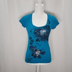 NY&C Blue Graphic T-Shirt Size XS